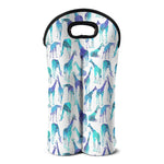 Turquoise Giraffe Pattern Print Double Neoprene Wine Tote