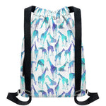 Turquoise Giraffe Pattern Print Drawstring Backpack