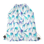 Turquoise Giraffe Pattern Print Drawstring Bag