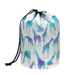 Turquoise Giraffe Pattern Print Drawstring Makeup Bag