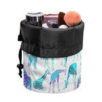 Turquoise Giraffe Pattern Print Drawstring Makeup Bag