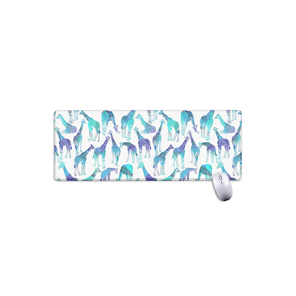 Turquoise Giraffe Pattern Print Extended Mouse Pad