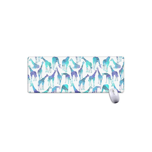Turquoise Giraffe Pattern Print Extended Mouse Pad