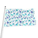 Turquoise Giraffe Pattern Print Flag
