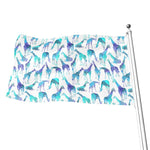 Turquoise Giraffe Pattern Print Flag