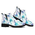 Turquoise Giraffe Pattern Print Flat Ankle Boots