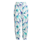 Turquoise Giraffe Pattern Print Fleece Lined Knit Pants