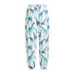Turquoise Giraffe Pattern Print Fleece Lined Knit Pants