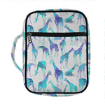 Turquoise Giraffe Pattern Print Front Pocket Bible Bag