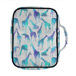 Turquoise Giraffe Pattern Print Front Pocket Bible Bag