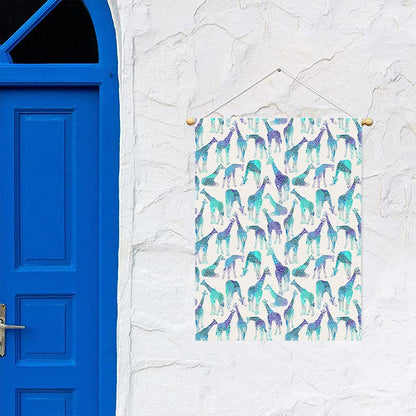 Turquoise Giraffe Pattern Print Garden Flag