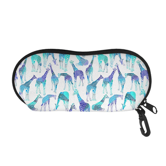 Turquoise Giraffe Pattern Print Glasses Case