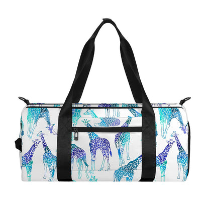 Turquoise Giraffe Pattern Print Gym Bag