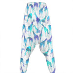 Turquoise Giraffe Pattern Print Hammer Pants