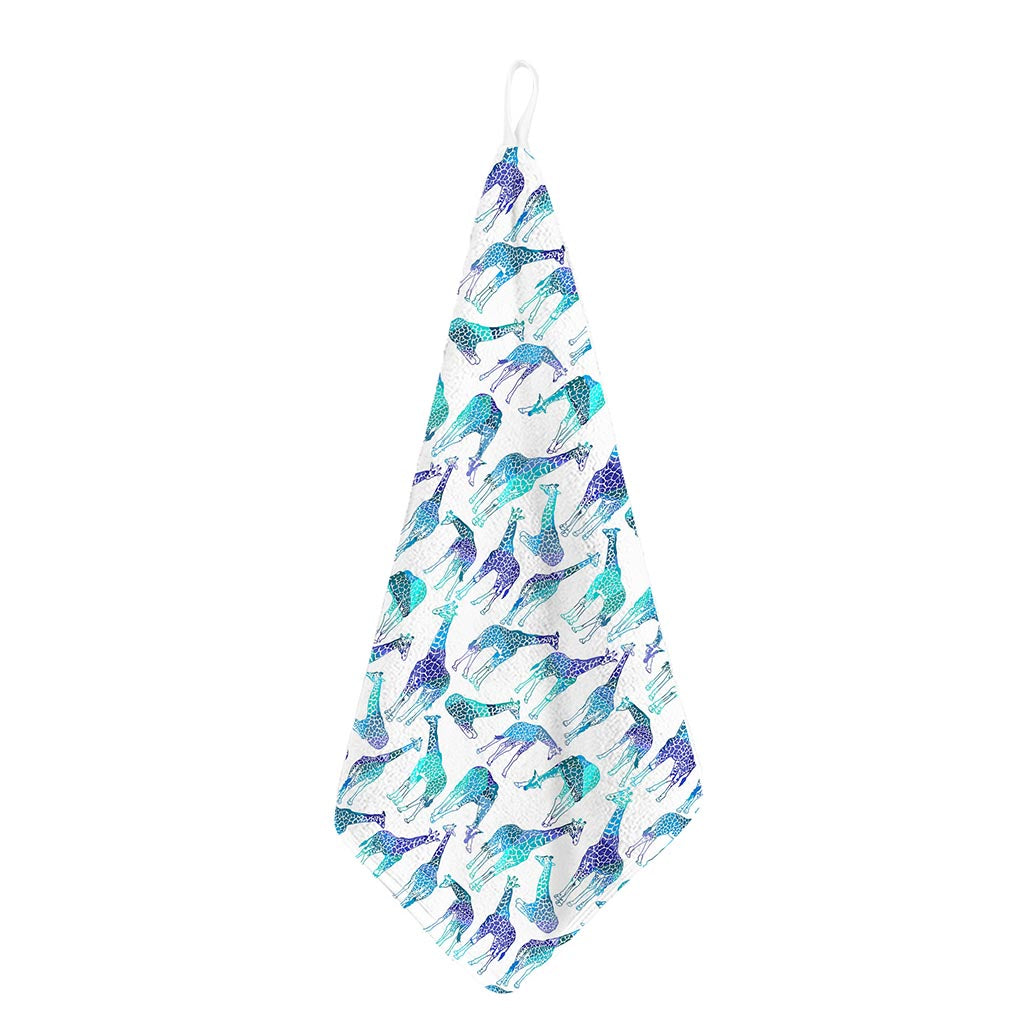 Turquoise Giraffe Pattern Print Hand Towel