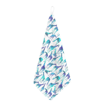 Turquoise Giraffe Pattern Print Hand Towel