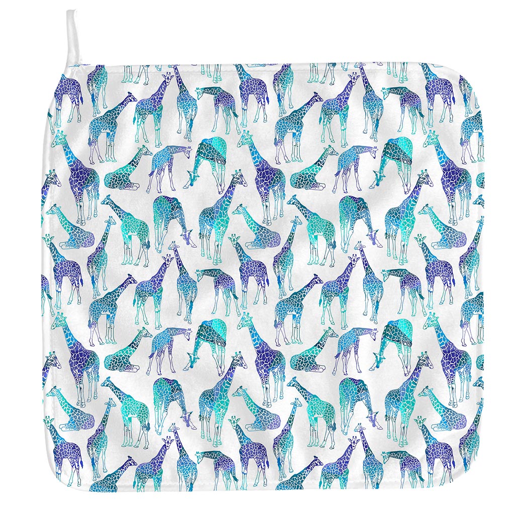 Turquoise Giraffe Pattern Print Hand Towel