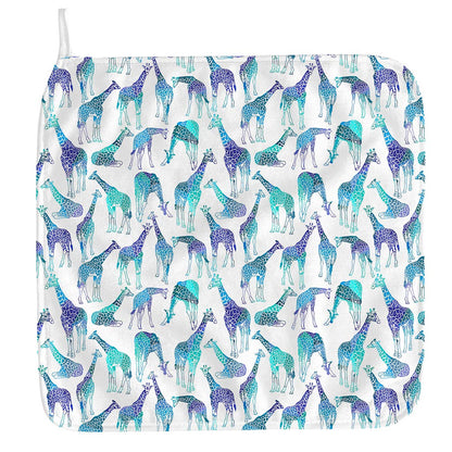 Turquoise Giraffe Pattern Print Hand Towel