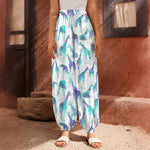 Turquoise Giraffe Pattern Print Harem Pants