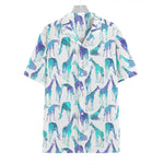 Turquoise Giraffe Pattern Print Hawaiian Shirt