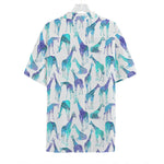 Turquoise Giraffe Pattern Print Hawaiian Shirt