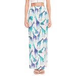Turquoise Giraffe Pattern Print High Slit Maxi Skirt