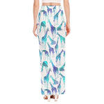 Turquoise Giraffe Pattern Print High Slit Maxi Skirt
