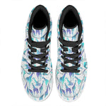 Turquoise Giraffe Pattern Print High Top Leather Sneakers