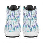 Turquoise Giraffe Pattern Print High Top Leather Sneakers