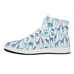 Turquoise Giraffe Pattern Print High Top Leather Sneakers
