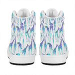 Turquoise Giraffe Pattern Print High Top Leather Sneakers