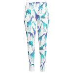 Turquoise Giraffe Pattern Print High-Waisted Pocket Leggings