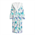 Turquoise Giraffe Pattern Print Hooded Bathrobe