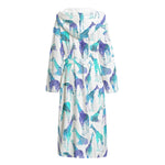 Turquoise Giraffe Pattern Print Hooded Bathrobe