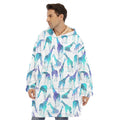 Turquoise Giraffe Pattern Print Hoodie Blanket