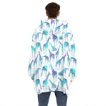 Turquoise Giraffe Pattern Print Hoodie Blanket
