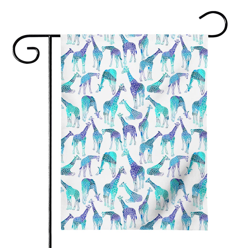 Turquoise Giraffe Pattern Print House Flag