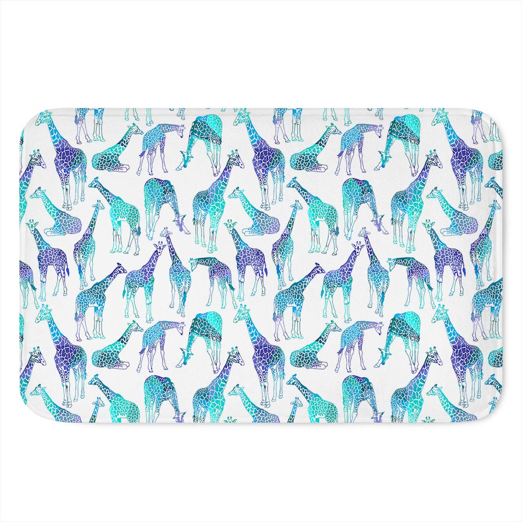 Turquoise Giraffe Pattern Print Indoor Door Mat