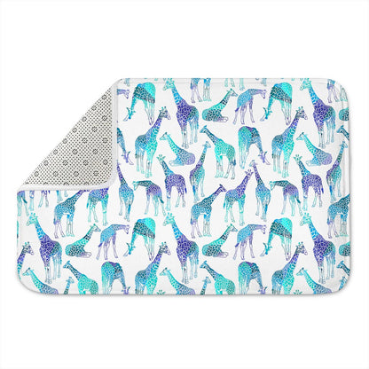 Turquoise Giraffe Pattern Print Indoor Door Mat