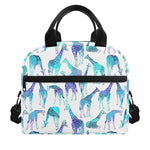 Turquoise Giraffe Pattern Print Insulated Lunch Bag