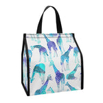 Turquoise Giraffe Pattern Print Insulated Lunch Tote