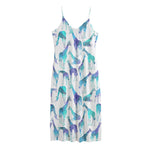 Turquoise Giraffe Pattern Print Jersey Midi Cami Dress