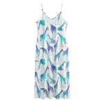 Turquoise Giraffe Pattern Print Jersey Midi Cami Dress