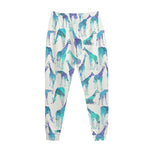 Turquoise Giraffe Pattern Print Jogger Pants