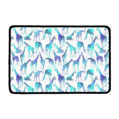Turquoise Giraffe Pattern Print Kitchen Mat