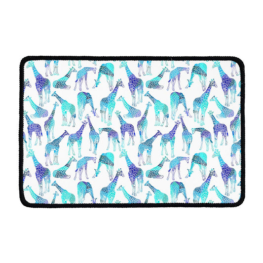 Turquoise Giraffe Pattern Print Kitchen Mat