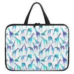 Turquoise Giraffe Pattern Print Laptop Sleeve With Handle