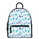 Turquoise Giraffe Pattern Print Leather Backpack