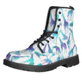 Turquoise Giraffe Pattern Print Lace-Up Boots