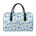 Turquoise Giraffe Pattern Print Leather Duffle Bag